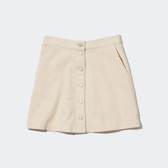 Uniqlo Corduroy Mini Skirt Off White - Picture 1 of 4